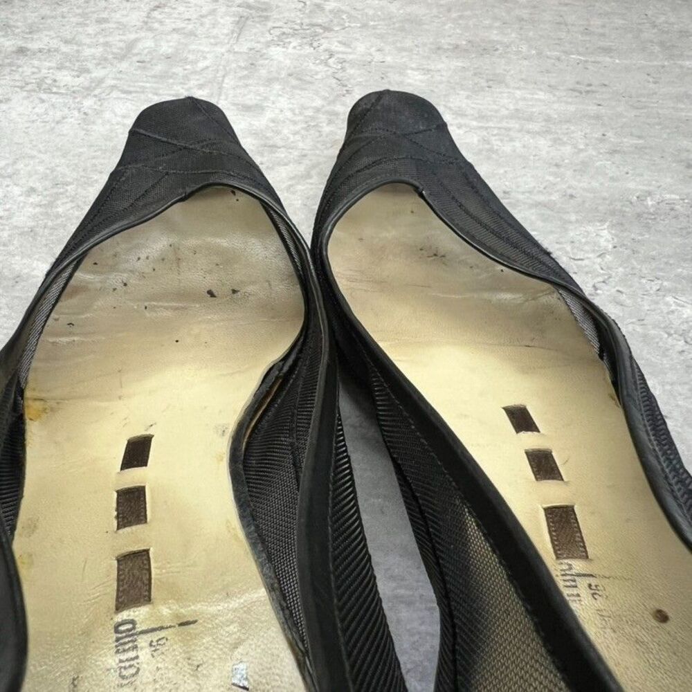 Vintage Classic Sheer Mesh Kitten Heel Black Square Toe Pumps Womens US 9 - Picture 8 of 16